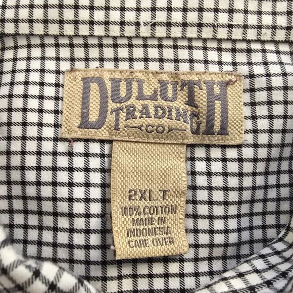 Duluth Trading Dress Shirt Men's 2XLT Black White Check Button Collard Cotton - Picture 5 of 16